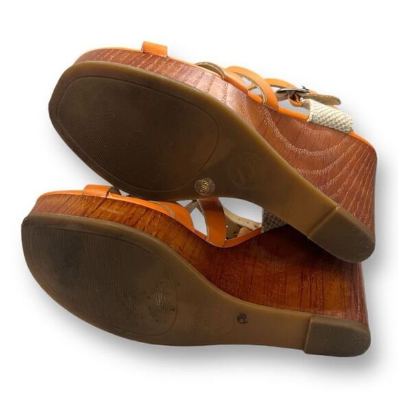 Lucky Brand Orange Wedge Sandals Size 7.5 - Picture 7 of 8